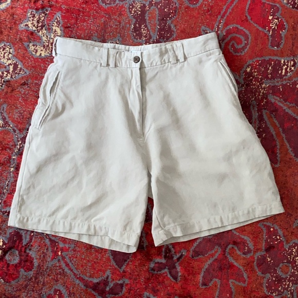 Vintage Luau High Rise Bermuda Silk Mom Shorts Khaki Size 10 - Picture 1 of 8